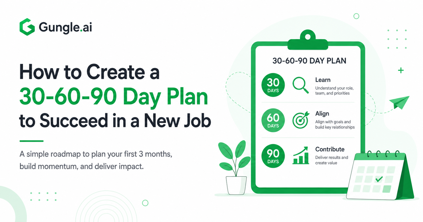 How to Create a 30-60-90 Day Plan to Succeed in a New Job